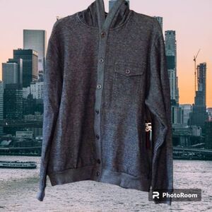 NWT Men's Hooded Cardigan Sweater UK Style Heather Color Size Large